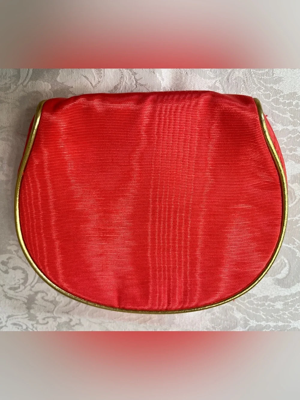 Nina Ricci Cosmetics Pouch in Coral with Gold Trim